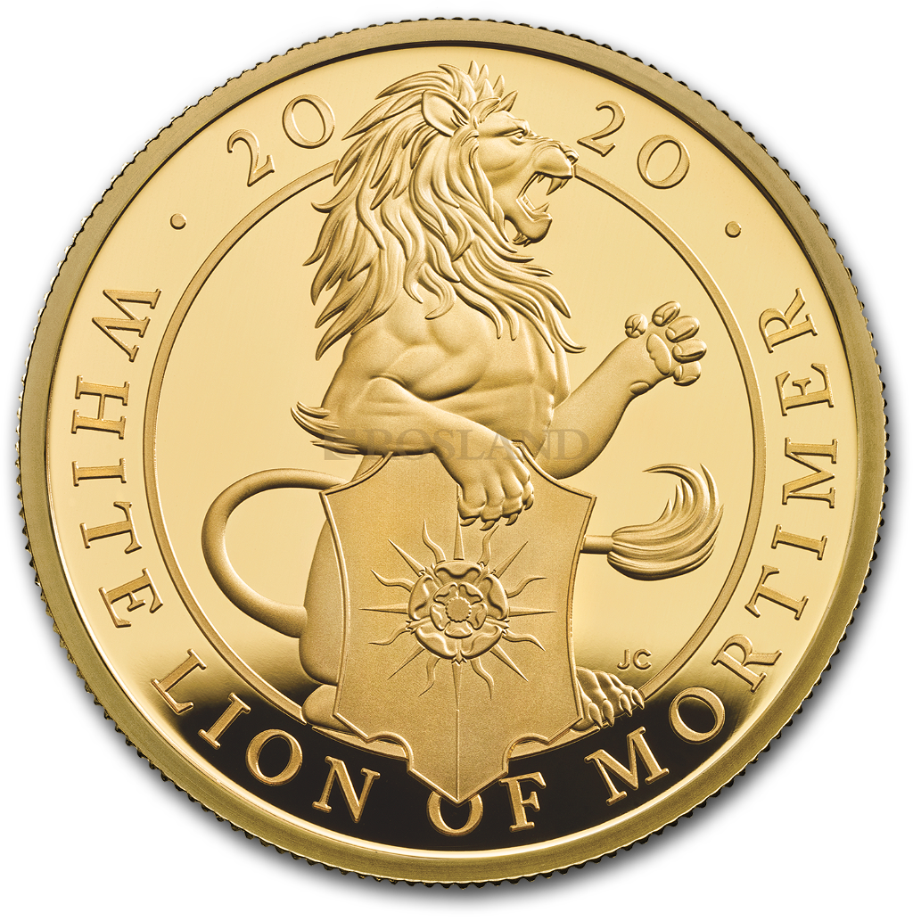1 Unze Goldmünze Queens Beasts White Lion 2020 PP (Box, Zertifikat)