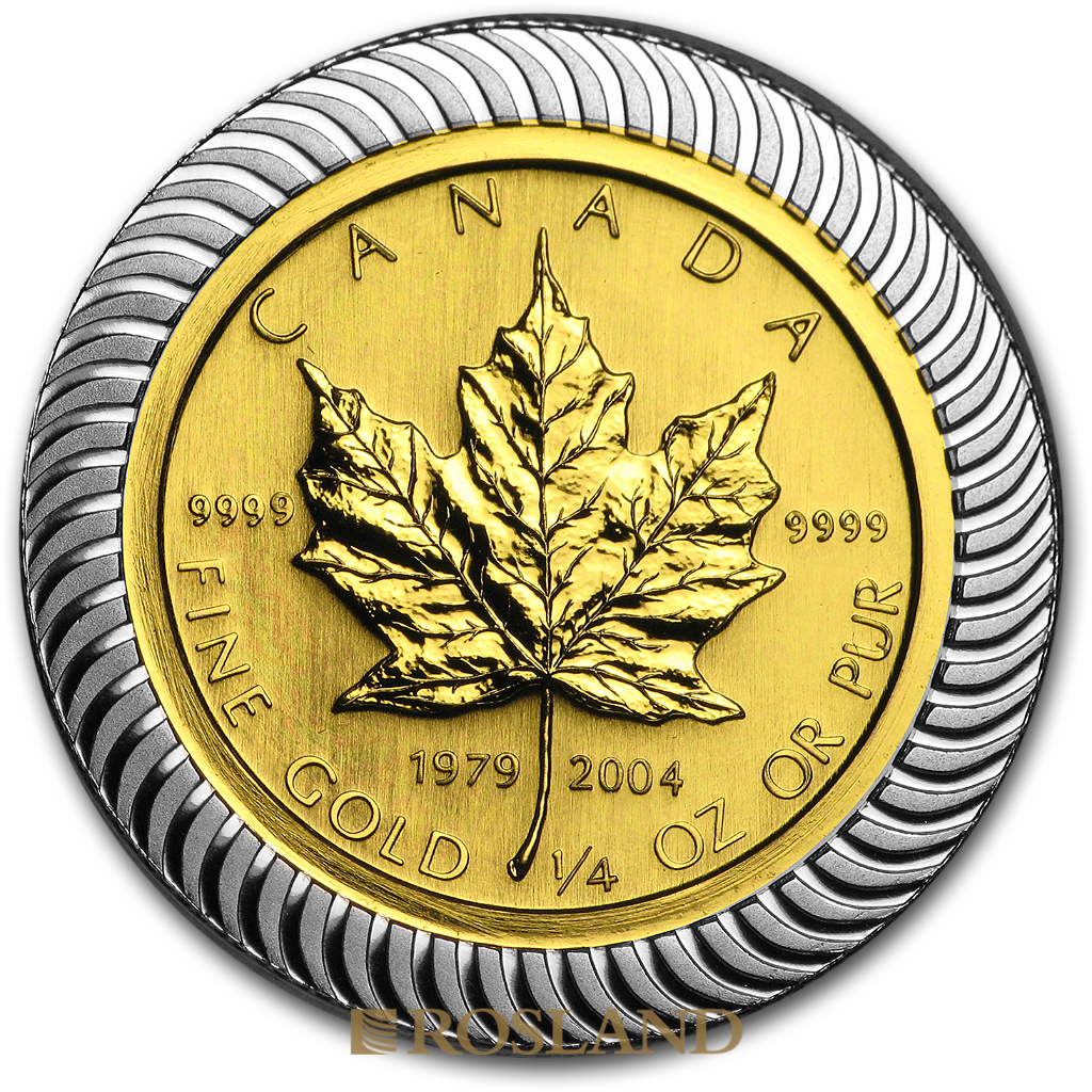 1/4 Unze Goldmünze Kanada Maple Leaf 25 Jahre Jubiläum 2004 (Bi-Metal)