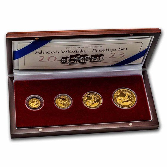 1,85 Unzen 4 Münzen Somalia Elefant Gold 2023 Set PP (Box, Zertifikat) Prooflike