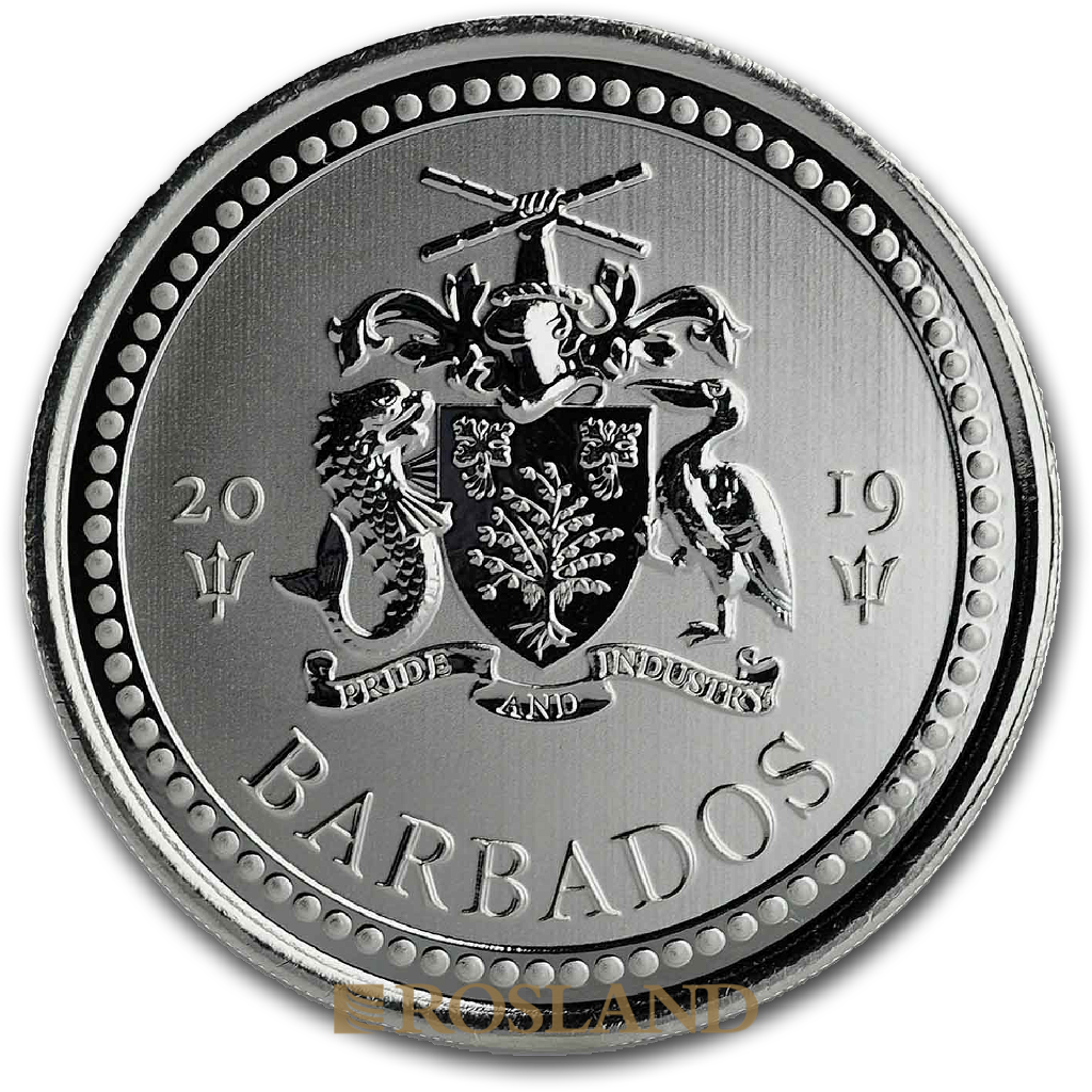 1 Unze Silbermünze Barbados Dreizack 2019
