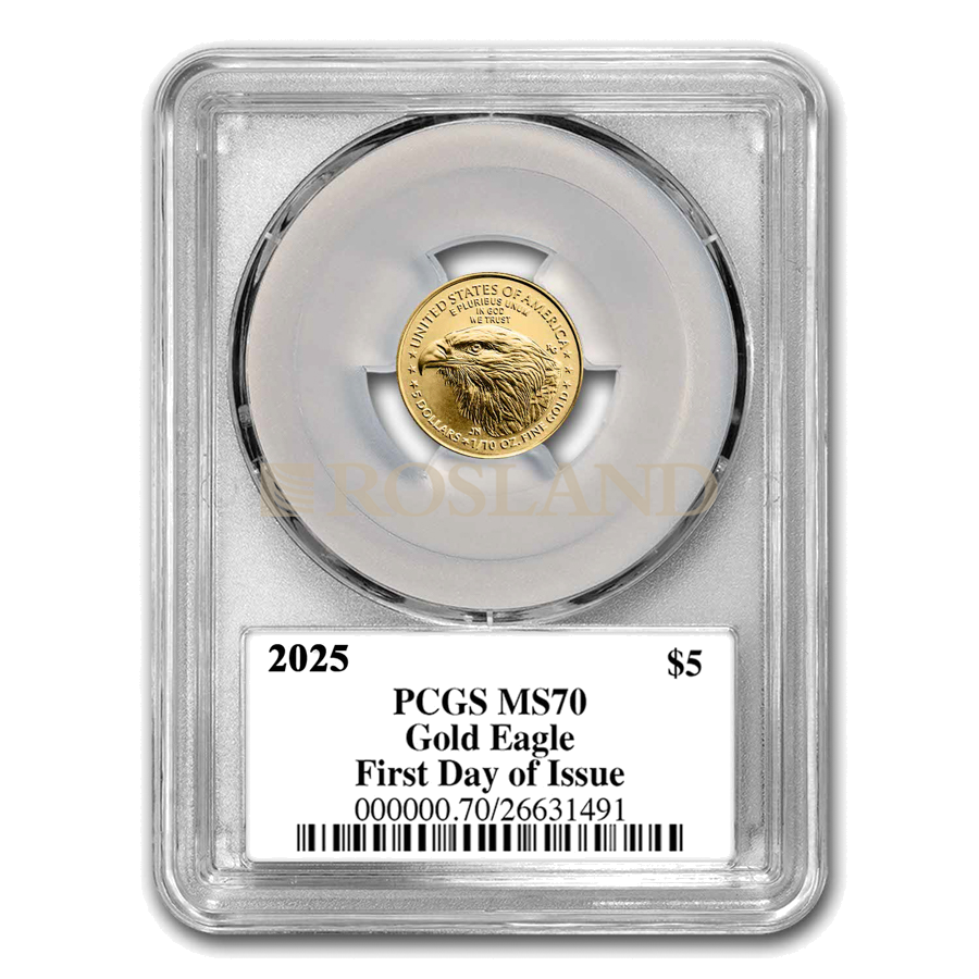 1/10 Unze Goldmünze American Eagle 2025 PCGS MS-70 (First Day, Black Diamond)