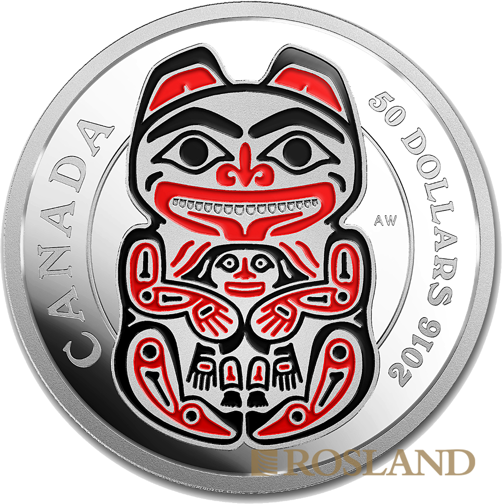 5 Unzen Silbermünze Mythical Realms of the Haida Bär 2016 PP (Box, Zertifikat)