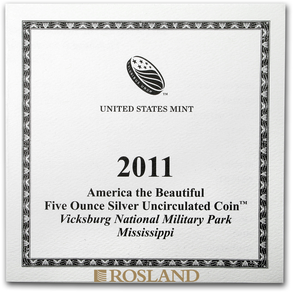 5 Unzen Silbermünze ATB Vicksburg National Park 2011 P (Box, Zertifikat)