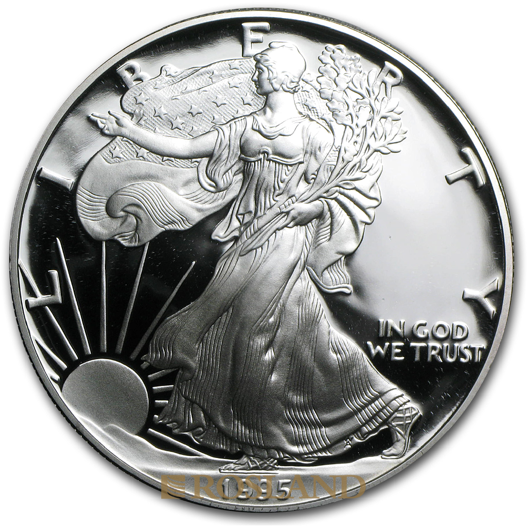 1 Unze Silbermünze American Eagle 1995 (P) PP (Box, Zertifikat)