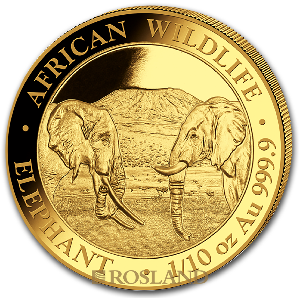 1/10 Unze Goldmünze Somalia Elefant 2020