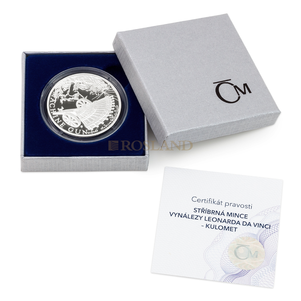 1 Unze Silbermünze Niue 500 Jahre Leonardo Da Vinci - Kulomet 2019 PP (Box, Zertifikat)
