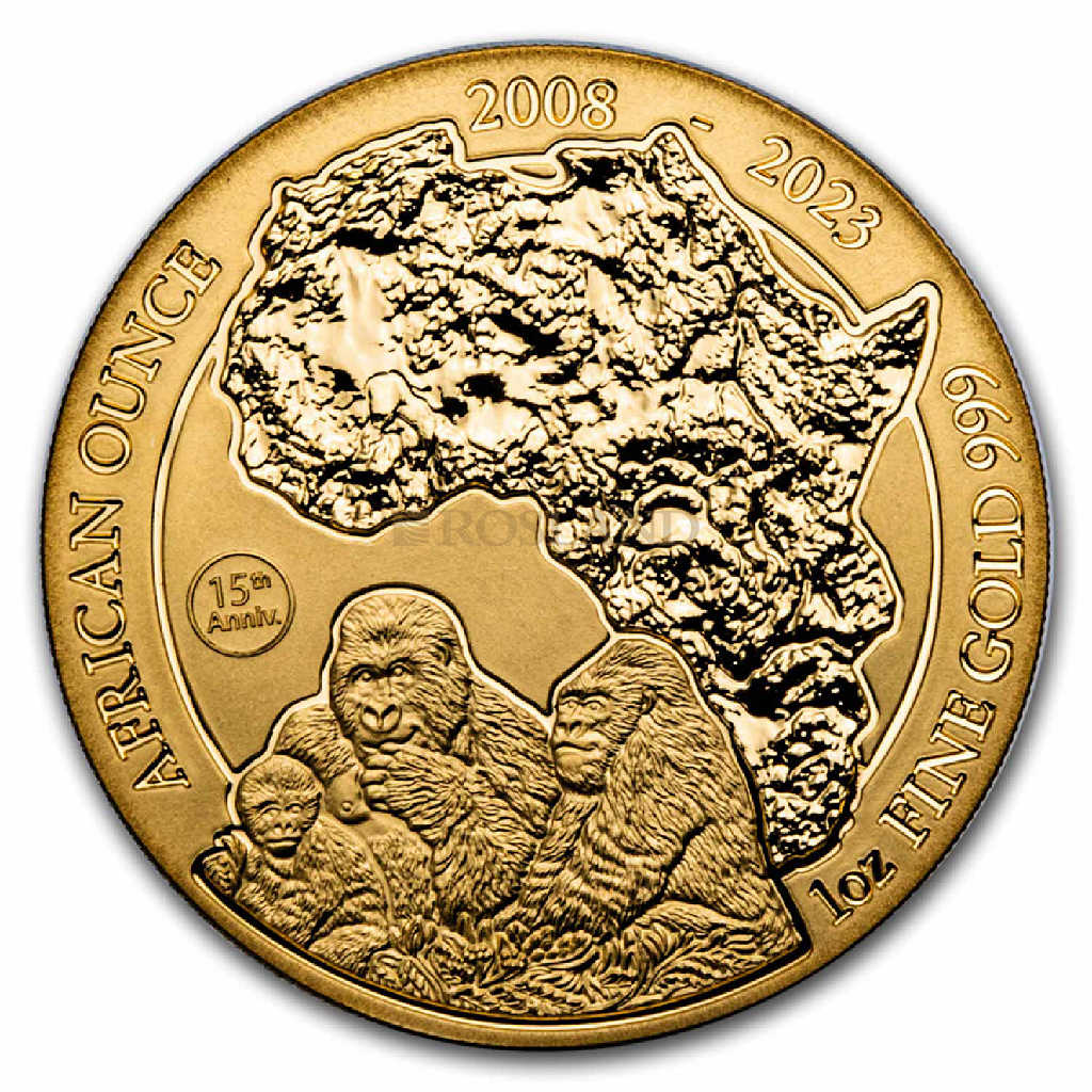 1 Unze Goldmünze Ruanda Wildlife Gorilla 2023 (Box, Zertifikat)