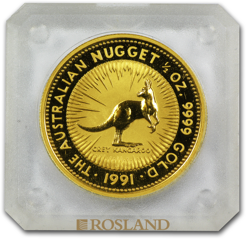 1/2 Unze Goldnugget Australien Känguru 1991