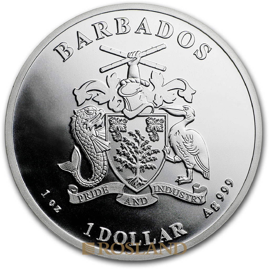 1 Unze Silbermünze Barbados Seepferd 2018