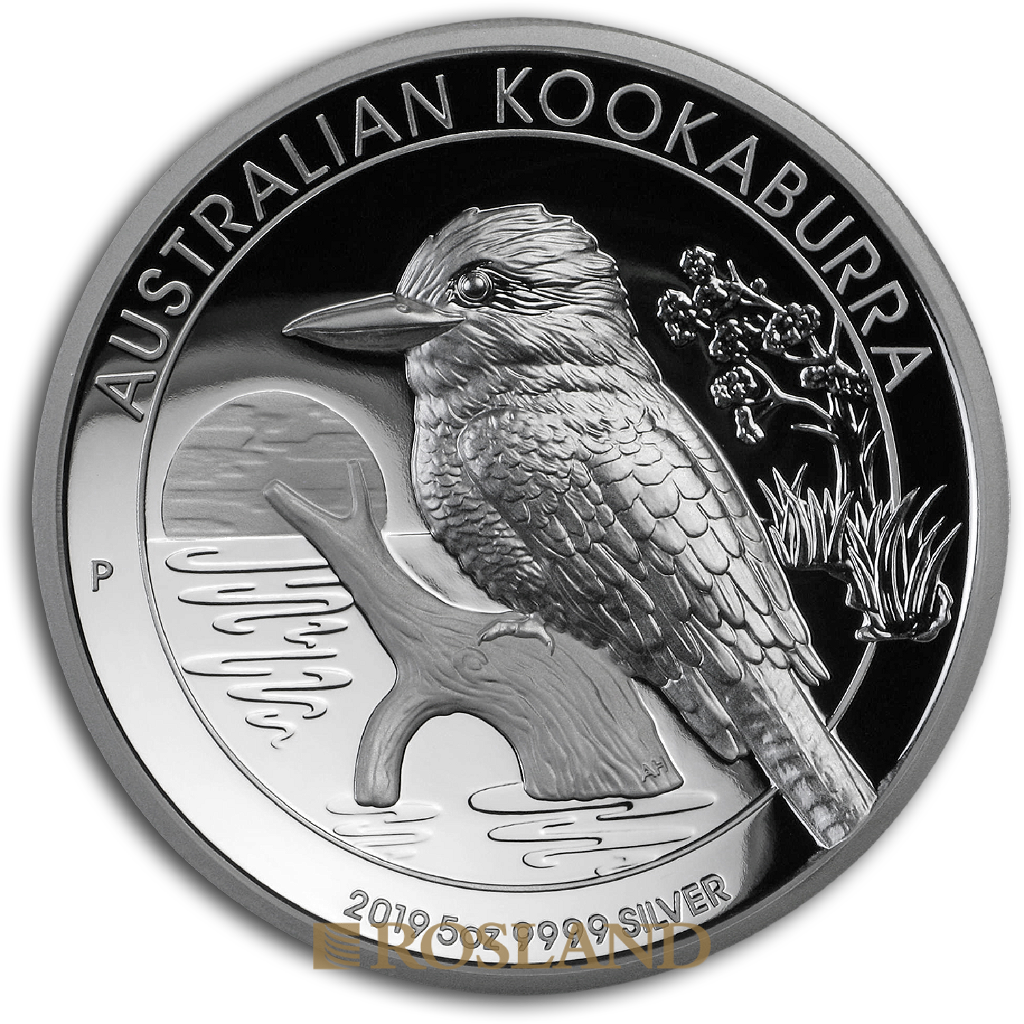 5 Unzen Silbermünze Kookaburra 2019 PP (HR, Box, Zertifikat)