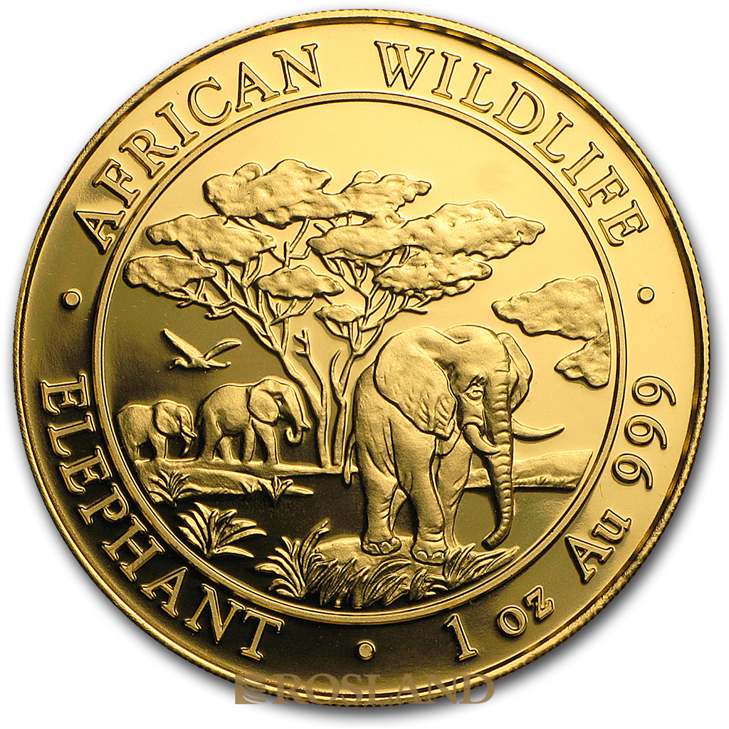 1 Unze Goldmünze Somalia Elefant 2012