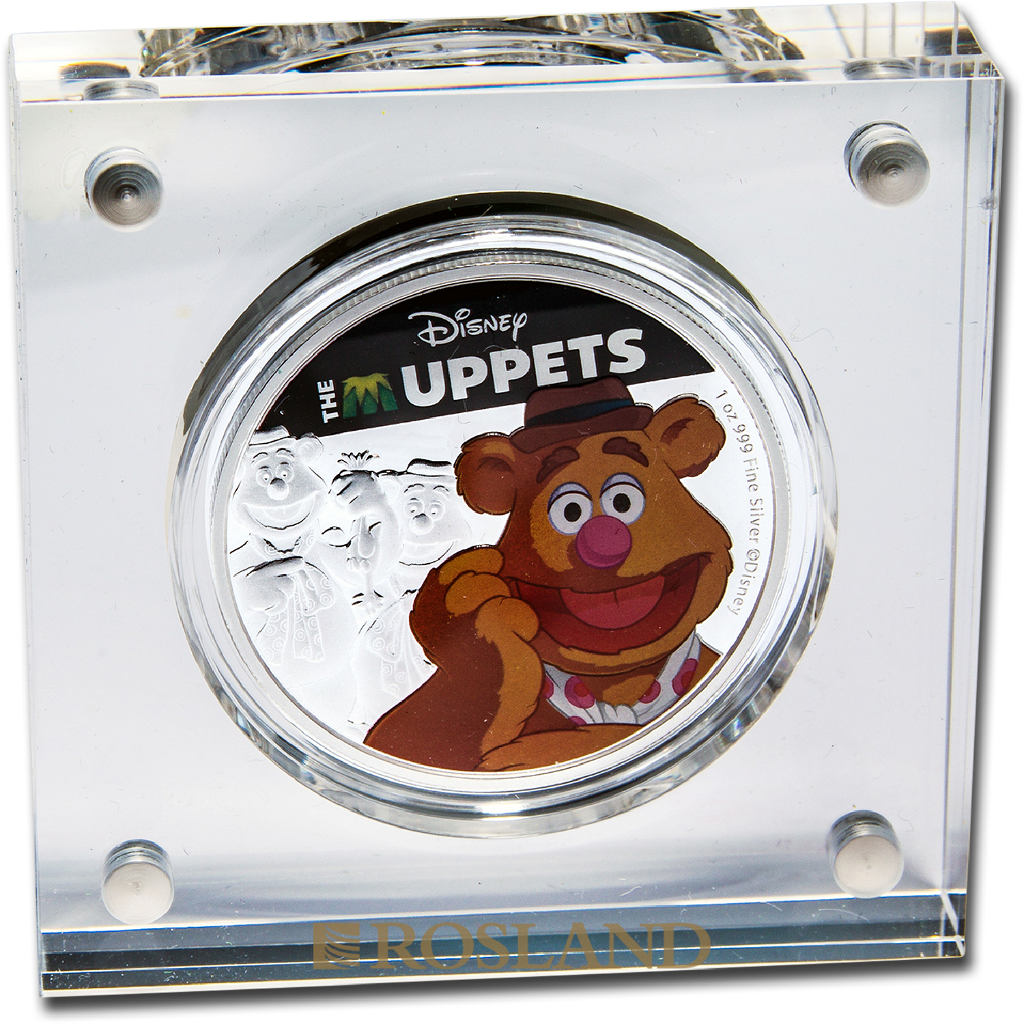 1 Unze Silbermünze Disney® Muppets Fozzi Bär 2019 PP (Koloriert, Box, Zertifikat)
