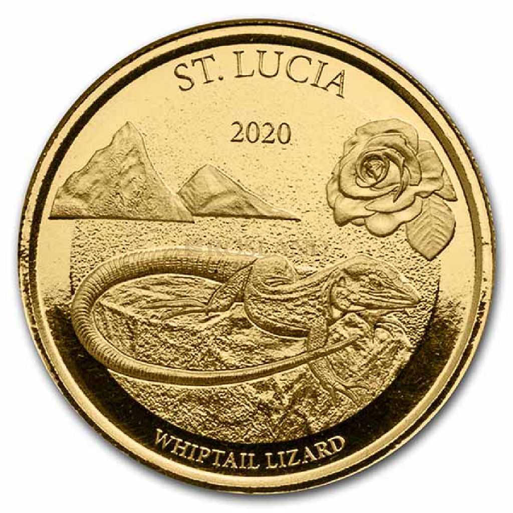 1 Unze Goldmünze EC8 St. Lucia Whiptail Lizard 2020 (Blister, Zertifikat)