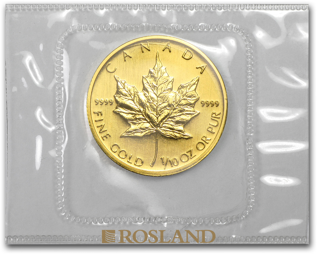 1/10 Unze Goldmünze Kanada Maple Leaf 1992