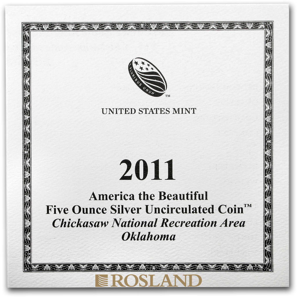5 Unzen Silbermünze ATB Chickasaw Erholungspark 2011 P (Box, Zertifikat)