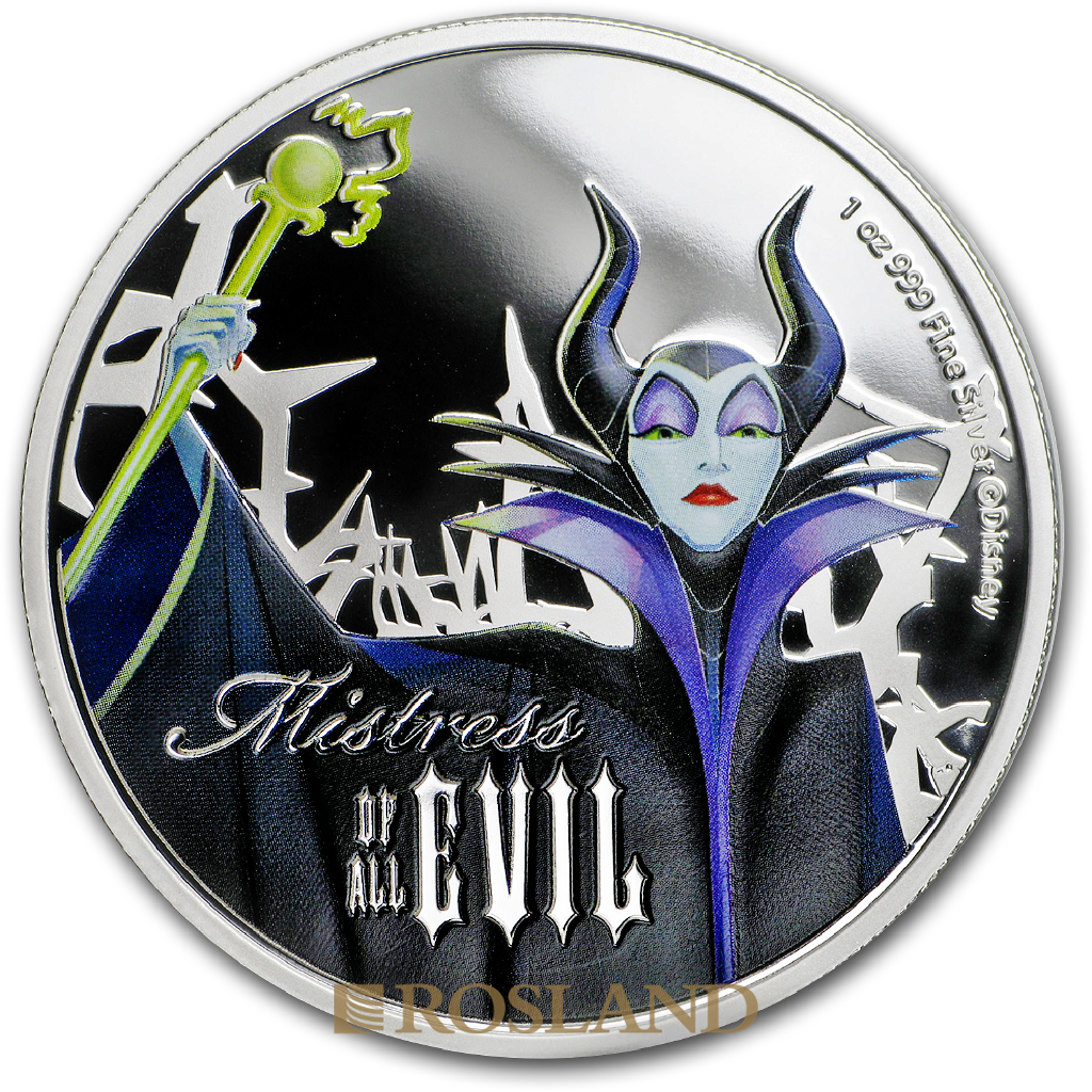 1 Unze Silbermünze Disney© Maleficent 2018 PP (Koloriert, Box, Zertifikat)