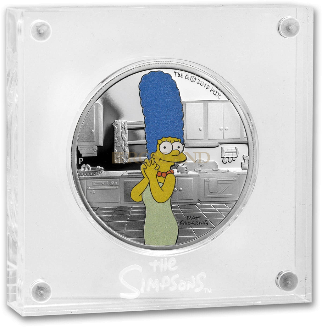 1 Unze Silbermünze Tuvalu Simpsons Marge 2019 PP (Koloriert, Box, Zertifikat)