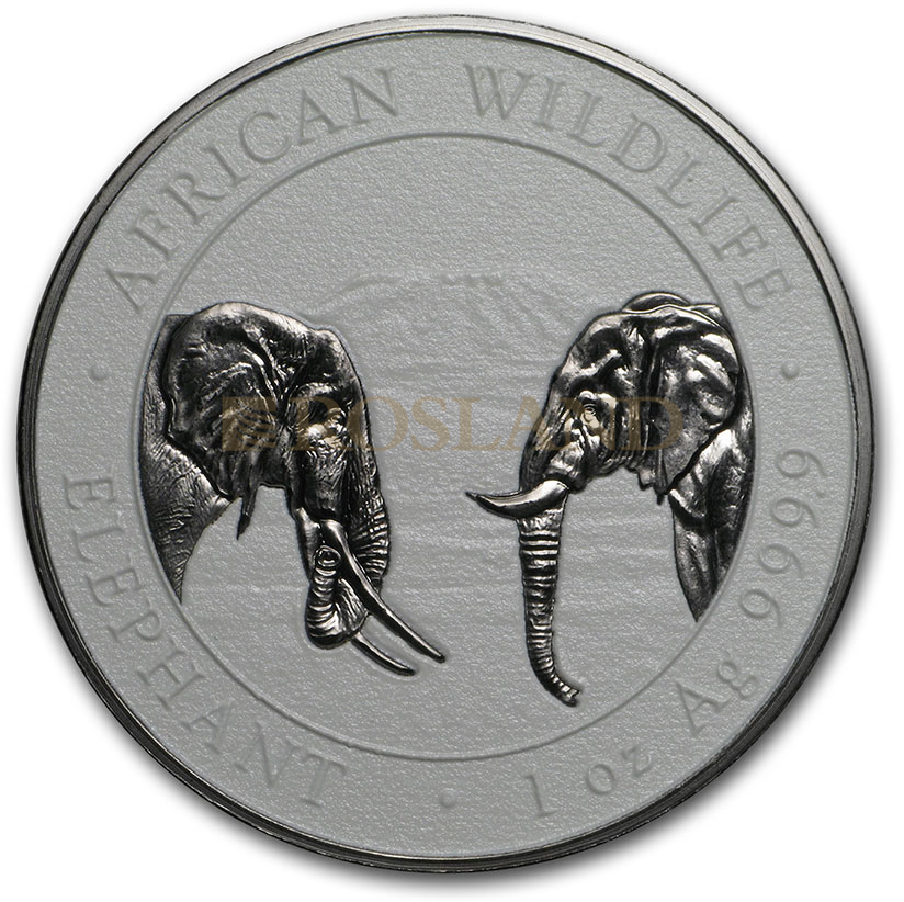 2 Silbermünzen Set Somalia Elefant Schwarz Weiß 2020 (Box, Zertifikat)