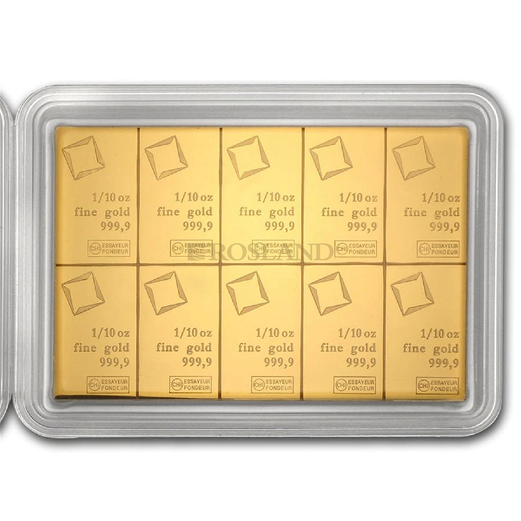 10x 1/10 Unzen Goldbarren Valcambi CombiBar™