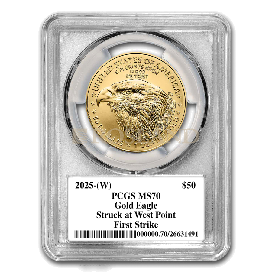 1 Unze Goldmünze American Eagle 2025 PCGS MS-70 (West Point, First Strike)