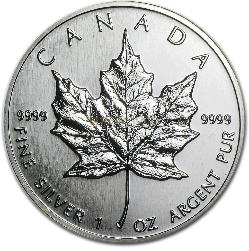 1 Unze Silbermünze Kanada Maple Leaf 1990