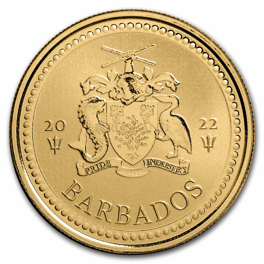 1 Unze Goldmünze Barbados Dreizack 2022