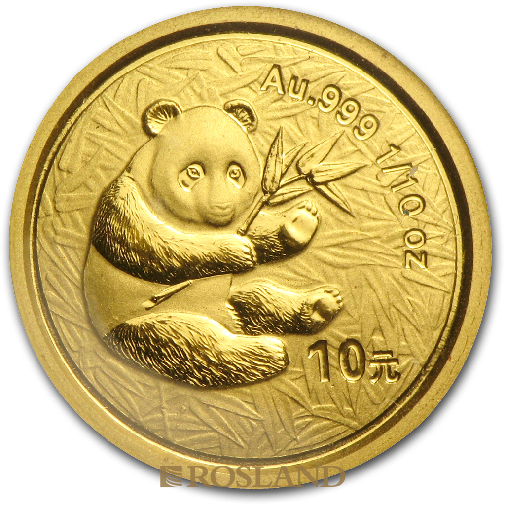 1/10 Unze Goldmünze China Panda 2000