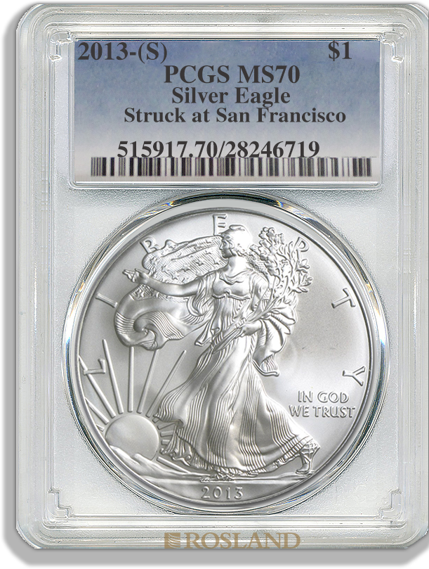 1 Unze Silbermünze American Eagle 2013 (S) PCGS MS-70