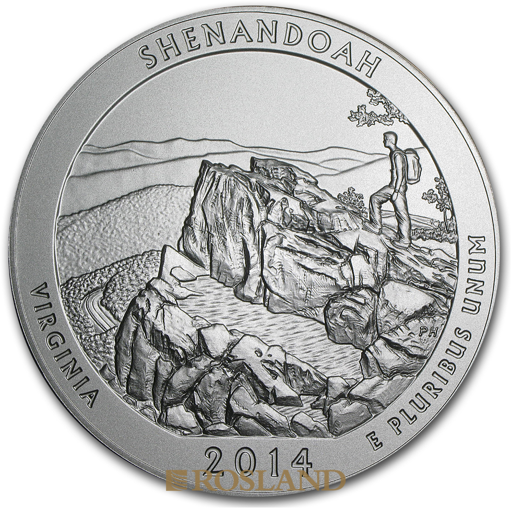 5 Unzen Silbermünze ATB Shenandoah National Park 2014 P (Box, Zertifikat)