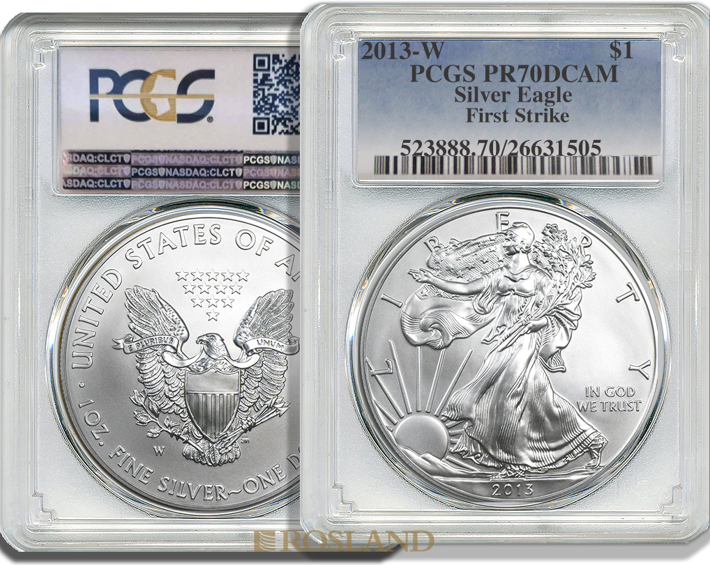 1 Unze Silbermünze American Eagle 2013 (W) PP PCGS PR-70 (FS, DCAM)