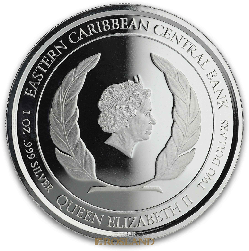 1 Unze Silbermünze EC8 St. Kitts & Nevis Pelikan 2019 PP (Koloriert, Box)