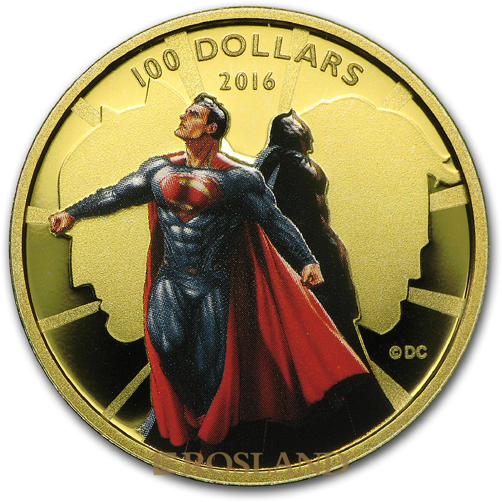 6,79 Gramm Goldmünze Batman v Superman: Dawn of JusticeTM 2016 PP (Koloriert, Box, Zertifikat)