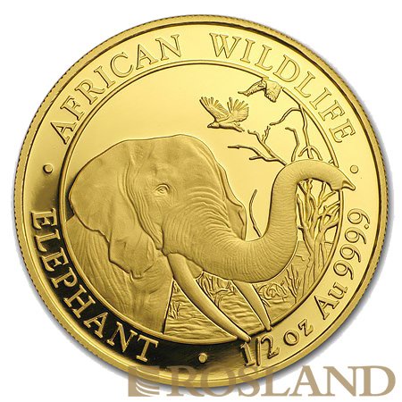 1/2 Unze Goldmünze Somalia Elefant 2018