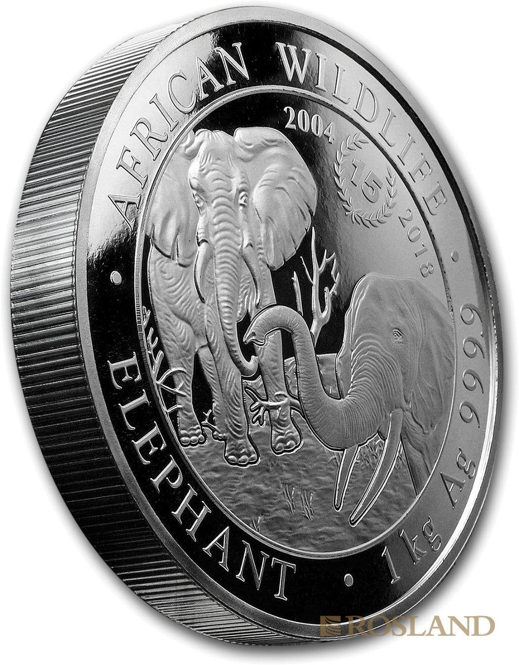 1 Kilogramm Silbermünze Somalia Elefant 2018 - 15 Jahre Jubiläum