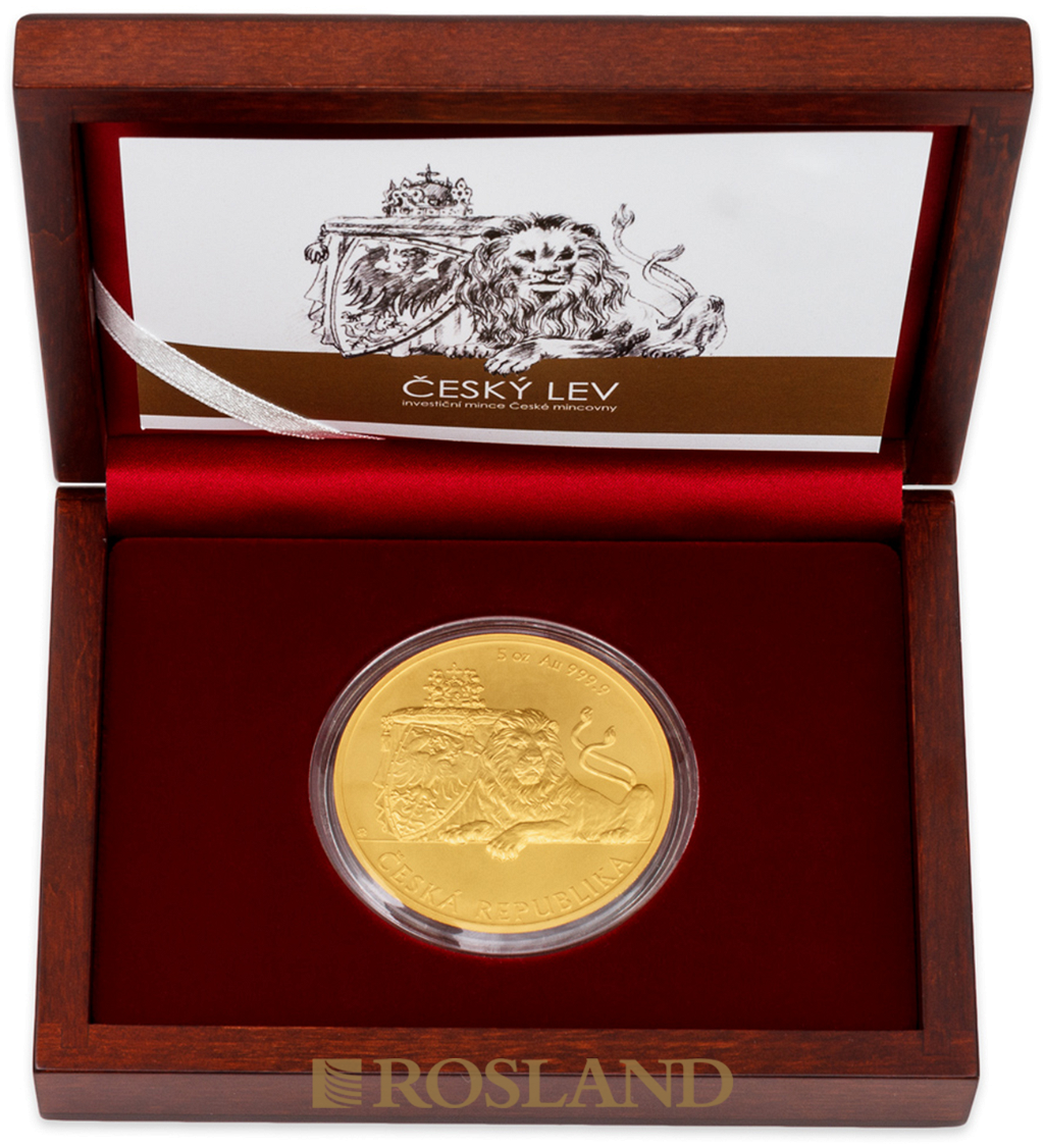 5 Unzen Goldmünze Tschechischer Löwe 2018 (Box, Zertifikat)