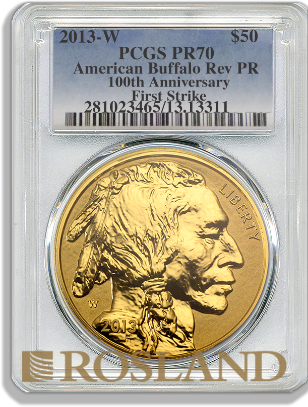 1 Unze Goldmünze American Buffalo 100 Jahre 2013 PP PCGS PR-70 (FS)