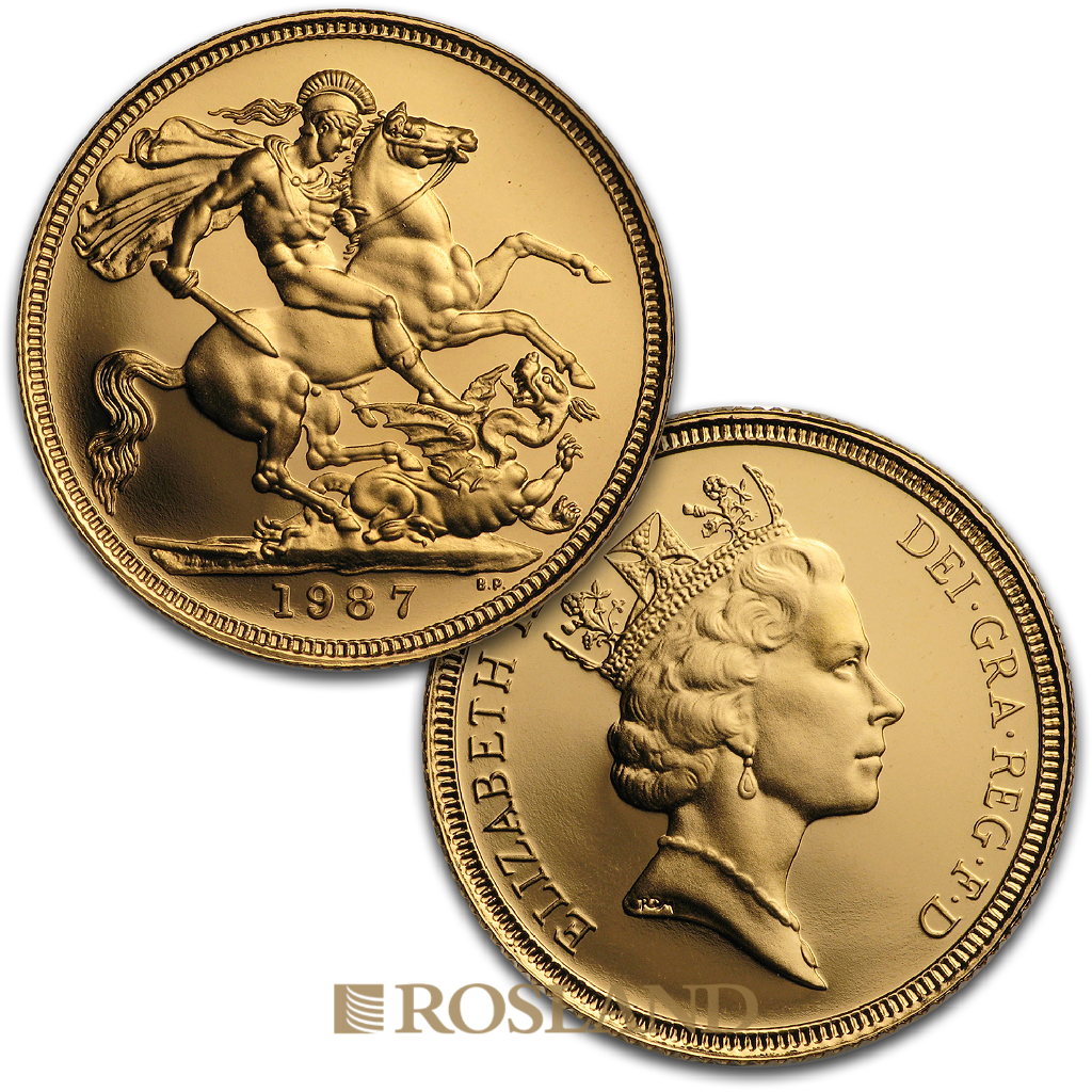 .823 Unzen - 3 Goldmünzen Set Großbritannien Sovereign 1987 PP (Box, Zertifikat)