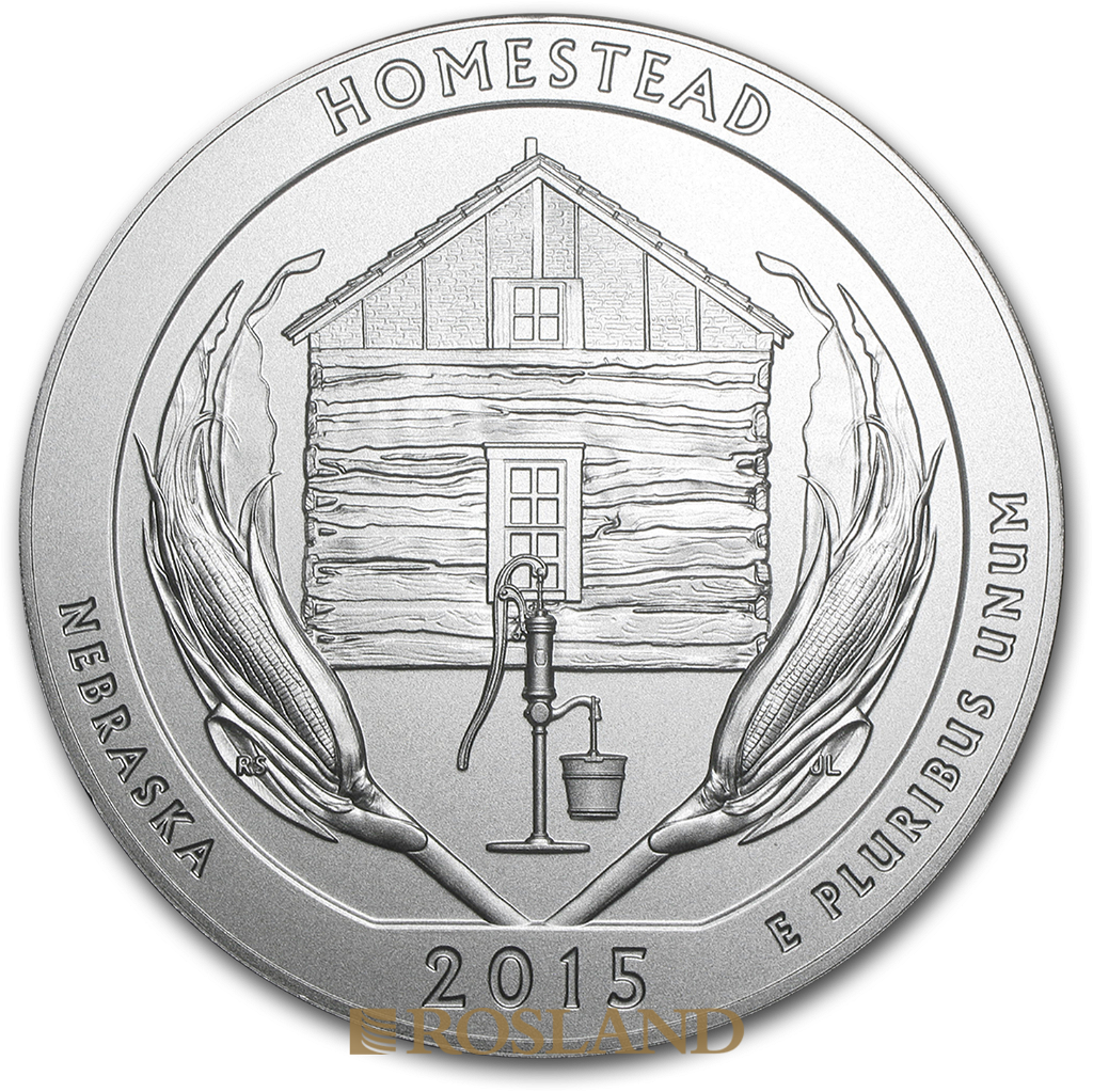 5 Unzen Silbermünze ATB Homestead National Monument of America 2015 P (Box, Zertifikat)