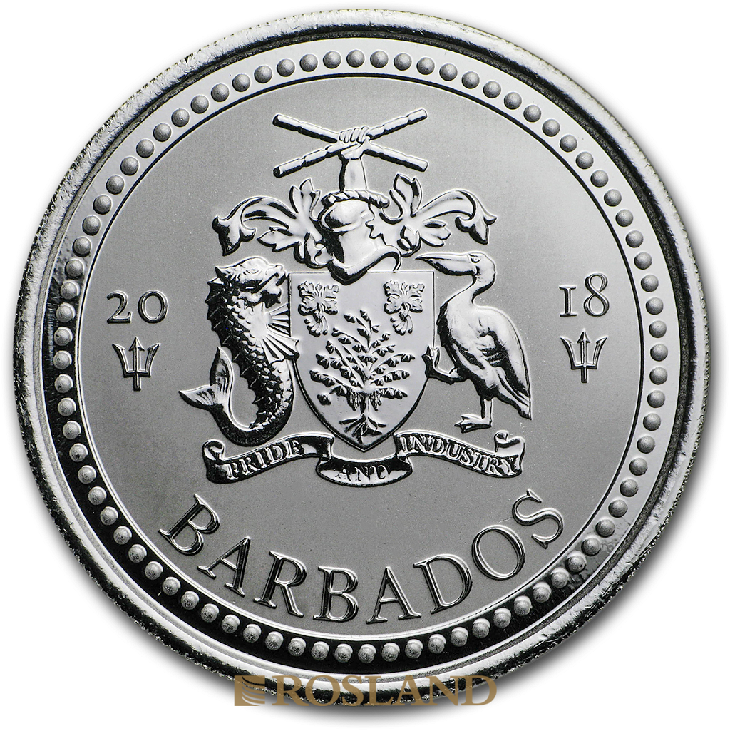 1 Unze Silbermünze Barbados Dreizack 2018