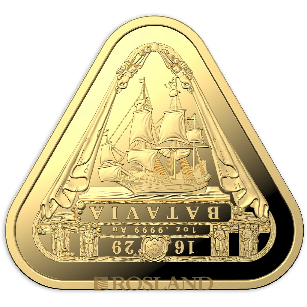 1 Unze Goldmünze Batavia Dreieck Schiffswrack 2019 PCGS MS-70 (Unikat, Shield)