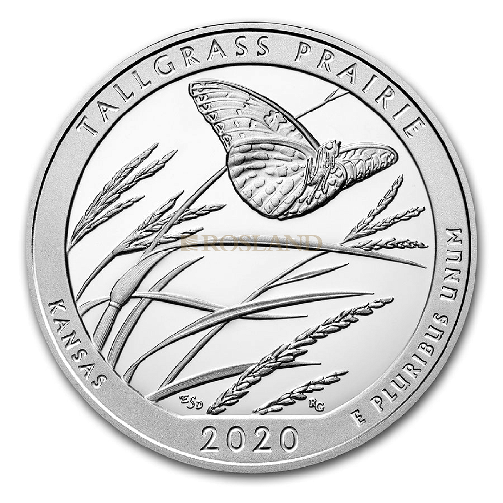 5 Unzen Silbermünze ATB Tallgrass Prairie National Preserve 2020 P (Box, Zertifikat)