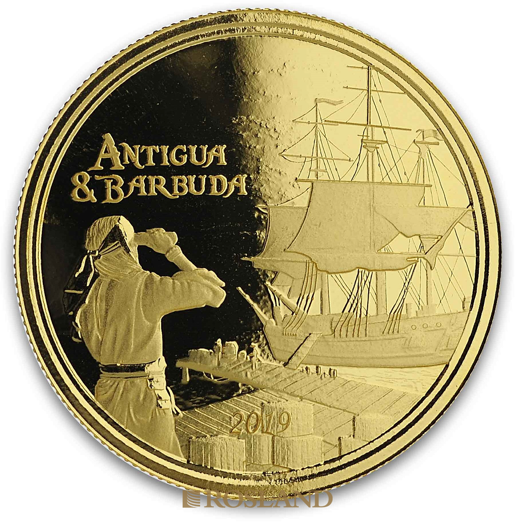 1 Unze Goldmünze EC8 Antigua & Barbuda Rum Runner 2019 (Blister, Zertifikat)