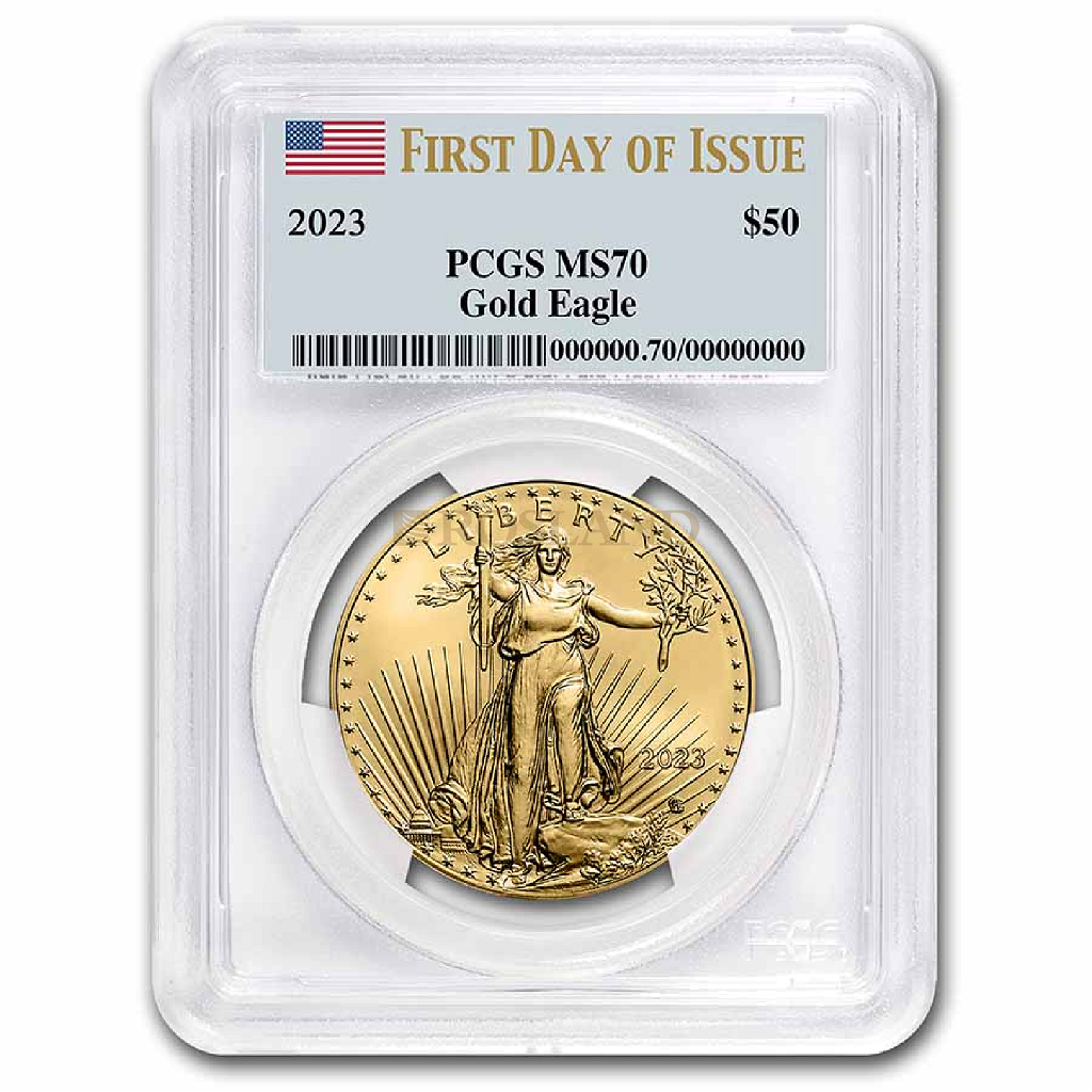 1 Unze Goldmünze American Eagle 2023 PCGS MS-70 First Day of  Issue