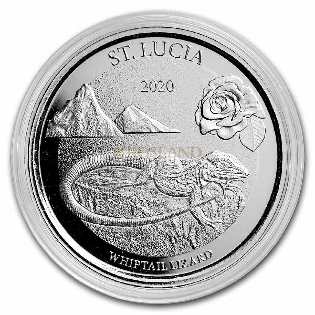 1 Unze Silbermünze EC8 St. Lucia Whiptail Lizard 2020