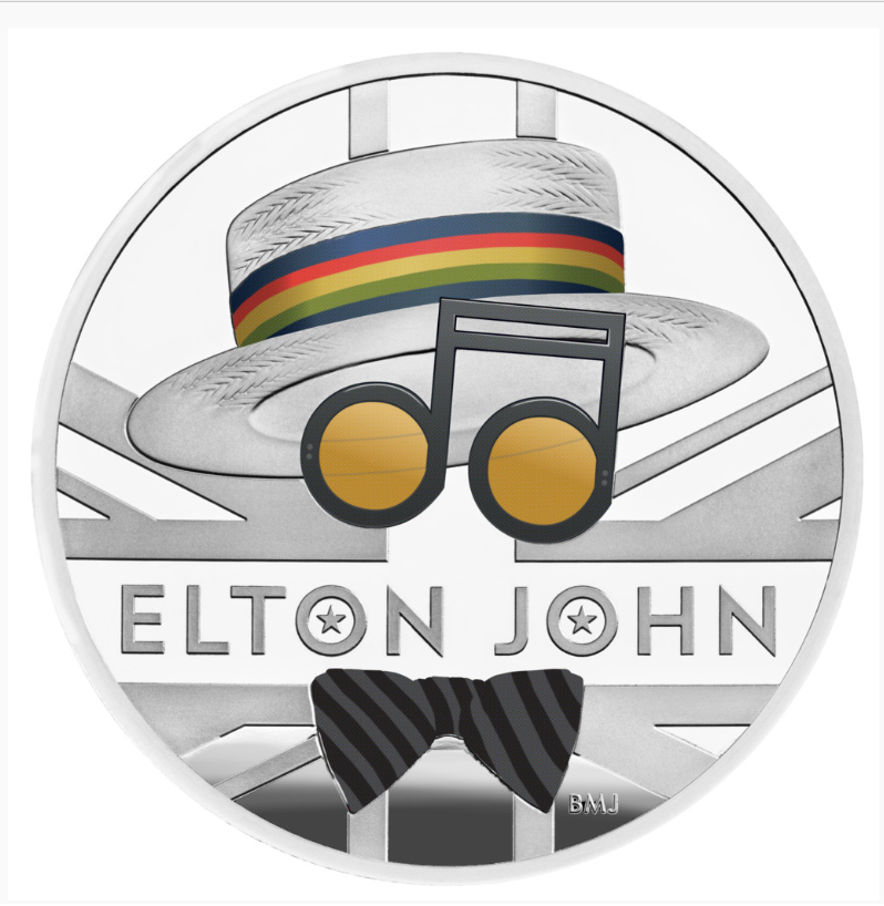 1 Unze Silbermünze GB Musiklegenden - Elton John 2020 PP (Box, Koloriert)