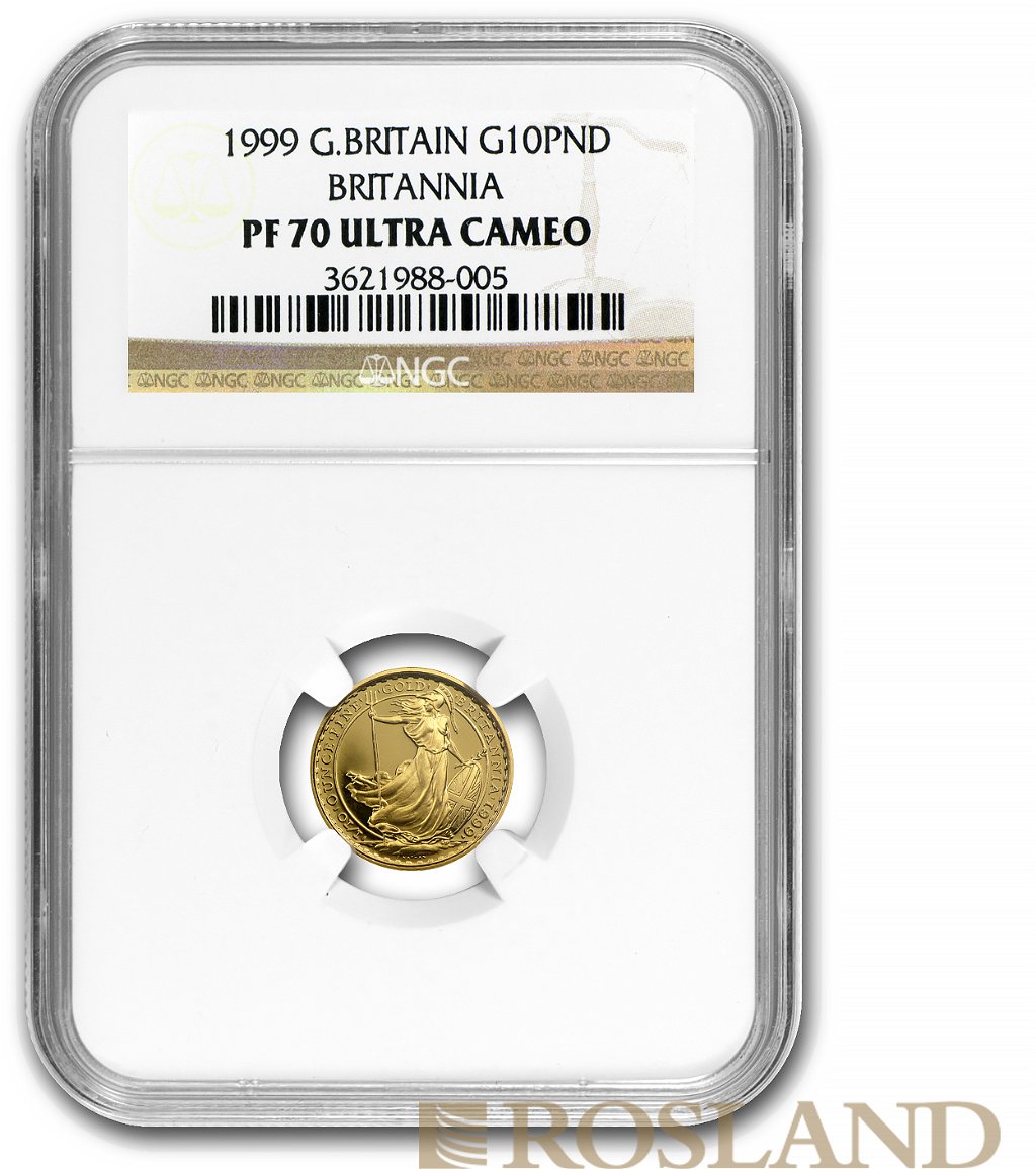 1/10 Unze Goldmünze Britannia 1999 PP NGC PF-70 Ultra Cameo