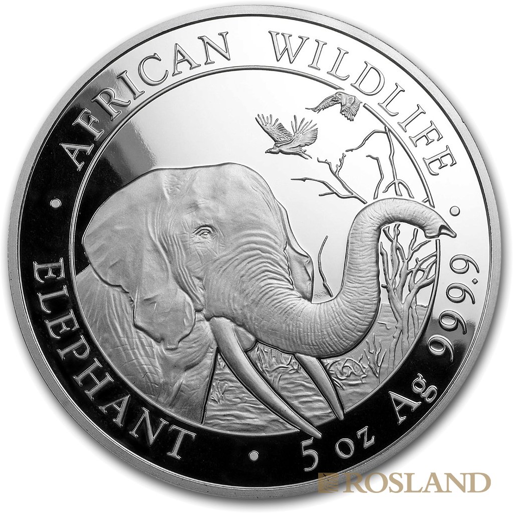 5 Unzen Silbermünze Somalia Elefant 2018