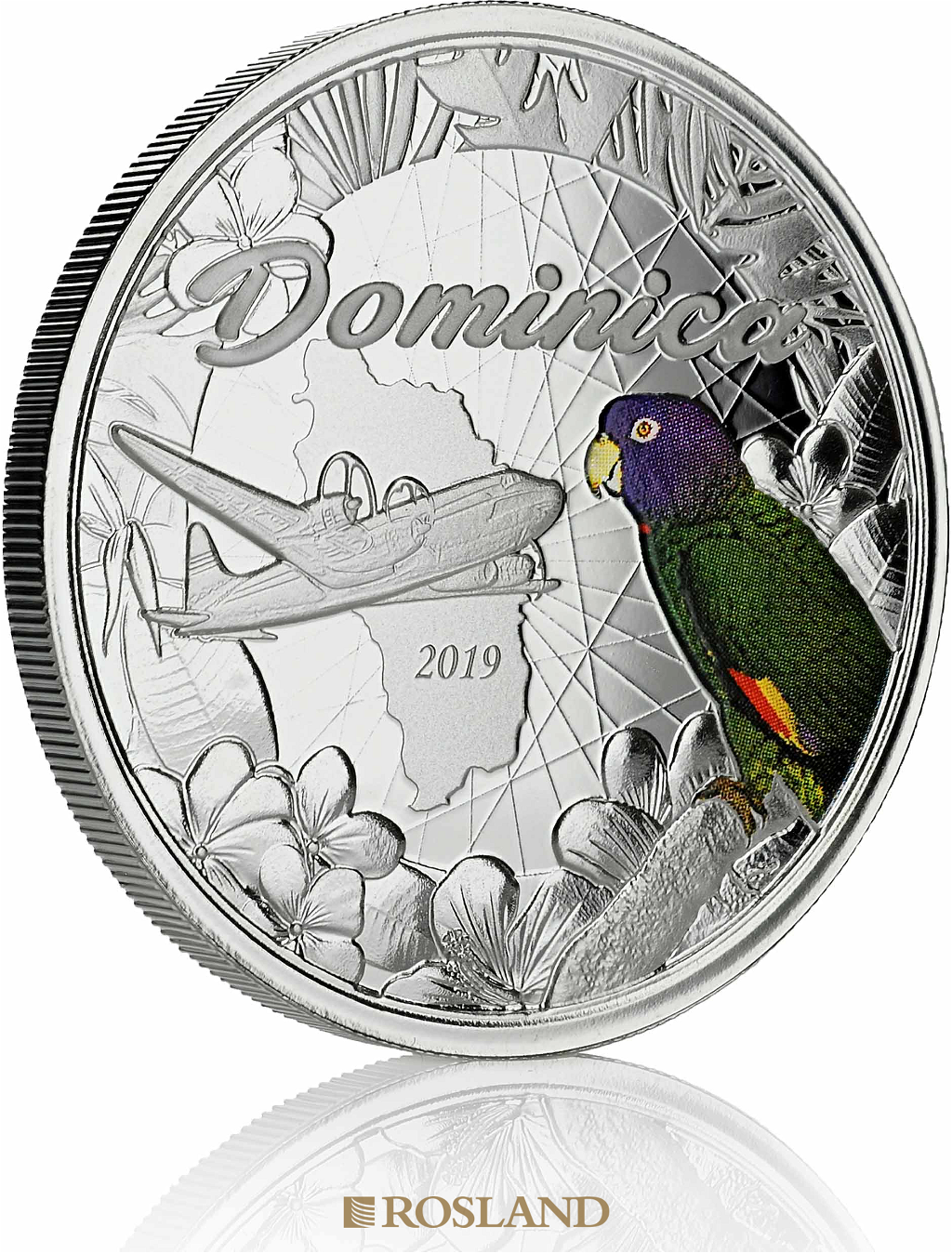 1 Unze Silbermünze EC8 Dominica Nature Isle 2019 PP (Koloriert, Box)