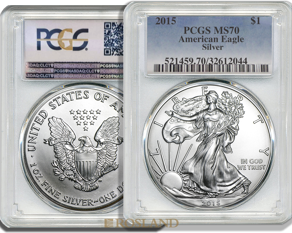 1 Unze Silbermünze American Eagle 2015 PCGS MS-70