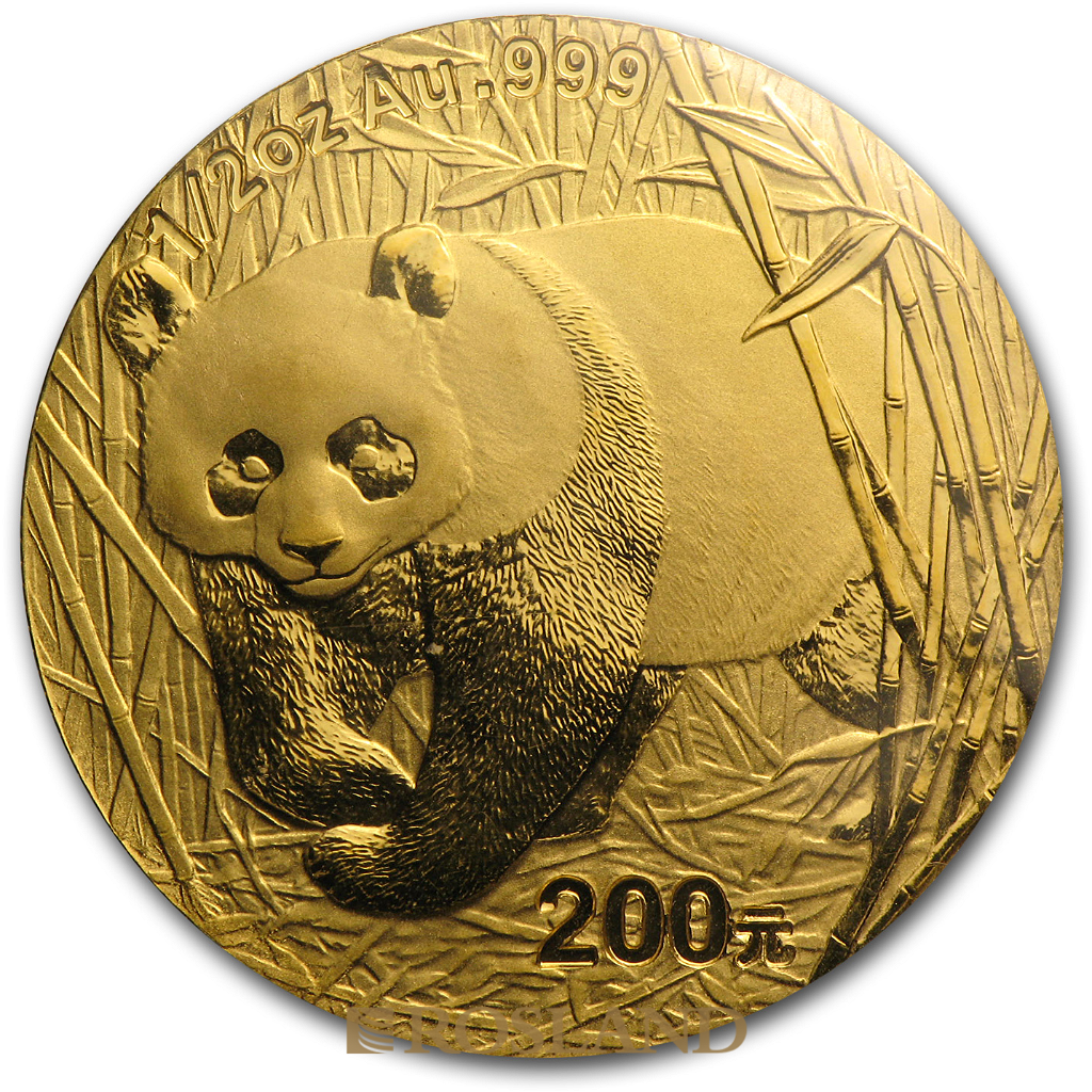 1/2 Unze Goldmünze China Panda 2002